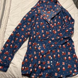 Long sleeve button up Christmas shirt